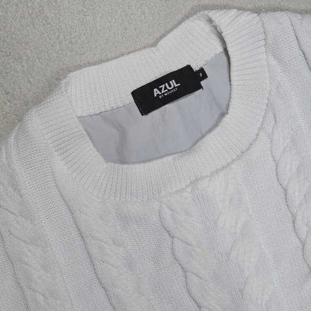 AZUL by moussy 마우지 케이블 니트 긴팔 티셔츠