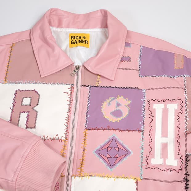 Richgainer 패치워크 자수 레더자켓