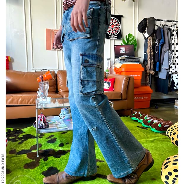 90-00s JPN Vintage Boots-Cut Cargo Denim