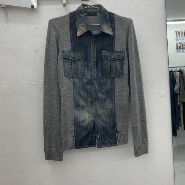 디스퀘어드 니트 데님 셔츠