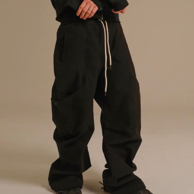 뉴치프시크 rustic creciente wave pants black