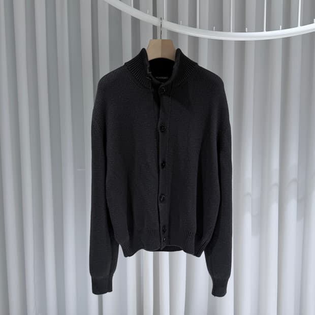 (S/54) / 톰포드 터틀넥 블랙 니트 가디건