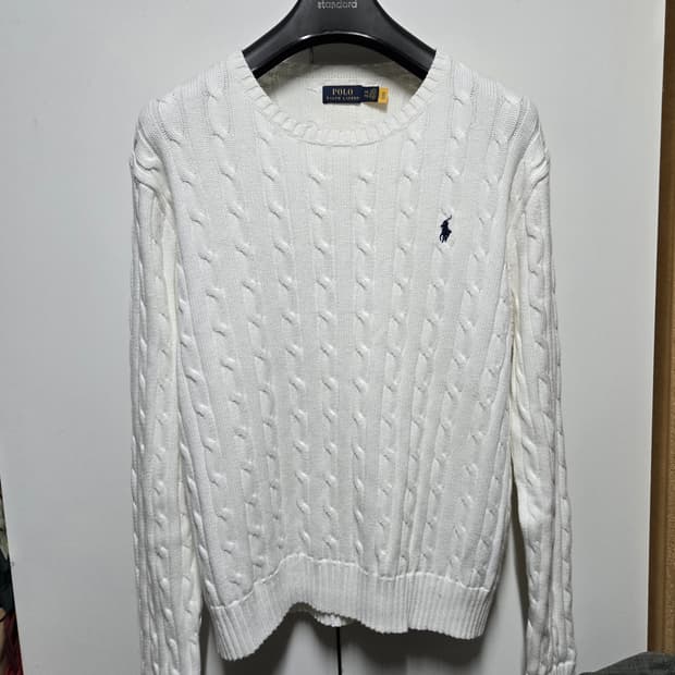 QR 폴로 케이블 니트 스웨터 XXL 화이트 꽈배기 105  110