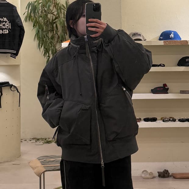 MA-1 패딩 블루종 자켓 차콜 U526