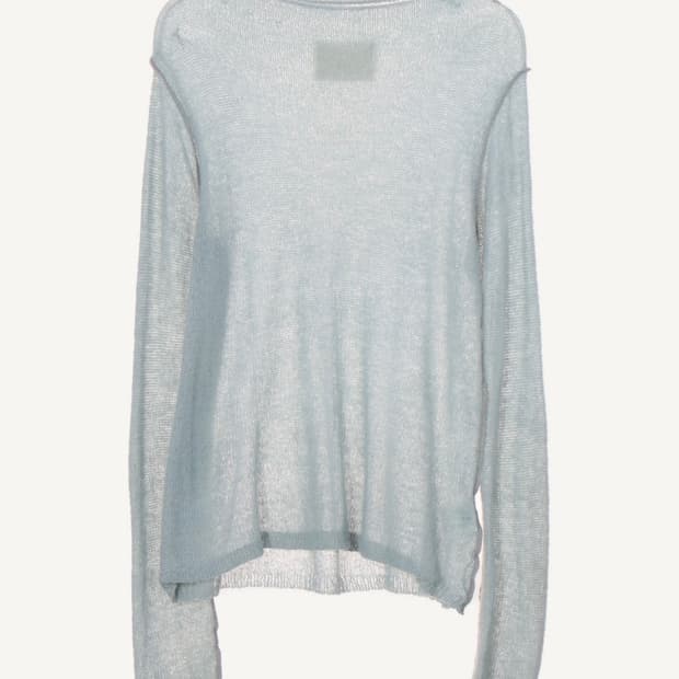 마뗑킴 스티치 모헤어 슬림 탑 니트 스카이블루