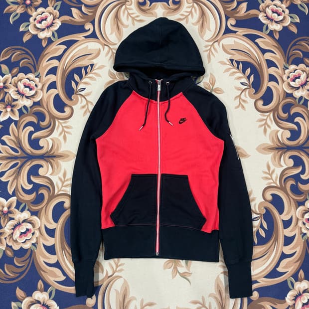 (우먼즈M)나이키 NSW 투톤 후드집업티셔츠(블랙,레드)