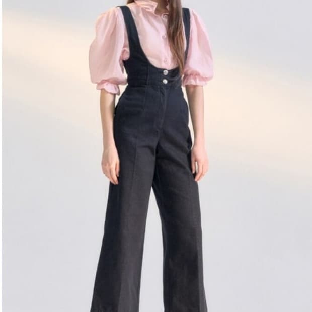 오브제 2023 데님 와이드 오버롤 점프수트 XS사이즈
