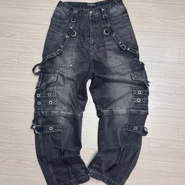 (31)발렌시아가 레이버 팬츠 흑청