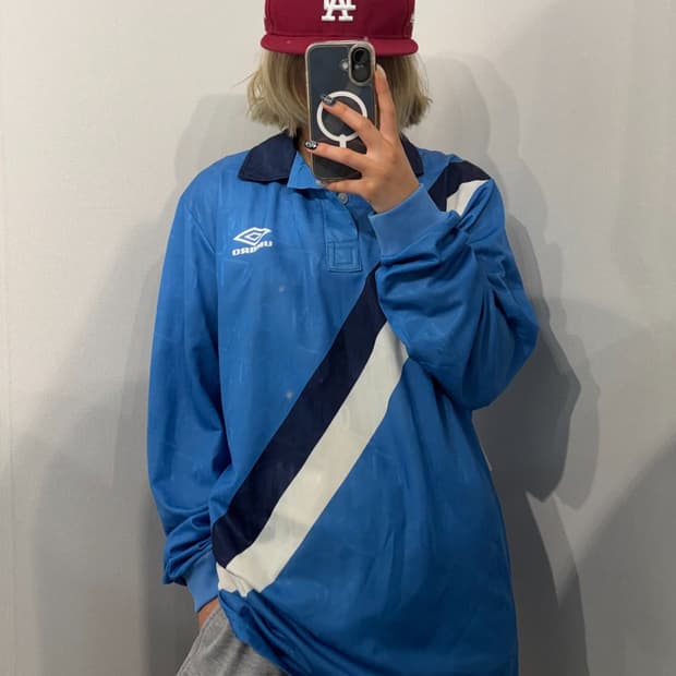 L 90s 빈티지 엄브로 트레이닝 사커 롱슬리브 블루
