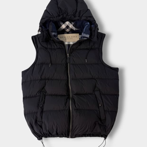 버버리 루즈핏 노바체크 라이닝 구스다운 푸퍼 패딩 베스트