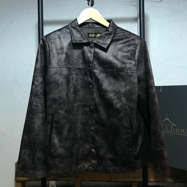 flower pattern leather jacket 