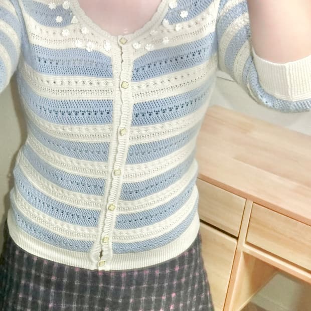 일본 빈티지 astoria odier 라떼갸루 페어리 베이비 블루 가디건