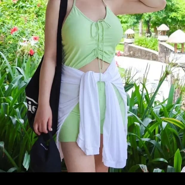 [XL] 체형커버 하이웨스트 셔링 비키니 커버업 후드