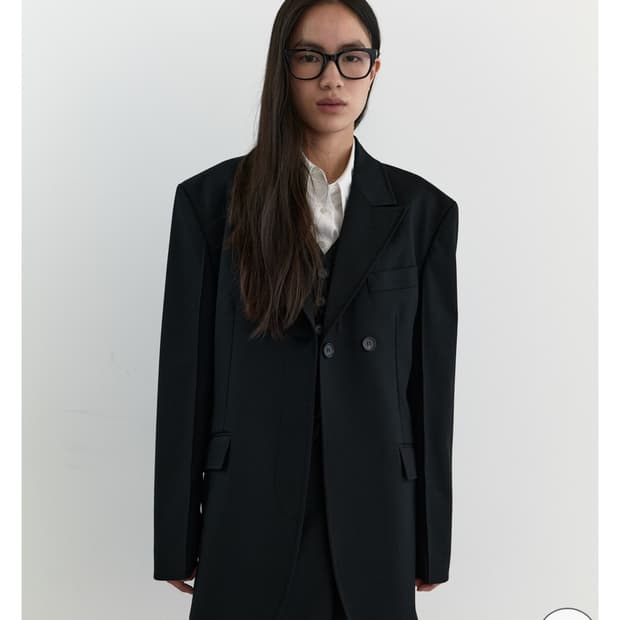 마조네 보이프렌드 더블버튼 자켓  블랙 S