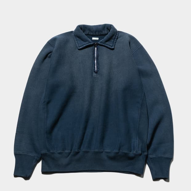 (4)아프레쎄 빈티지 하프 집 스웻셔츠 블루