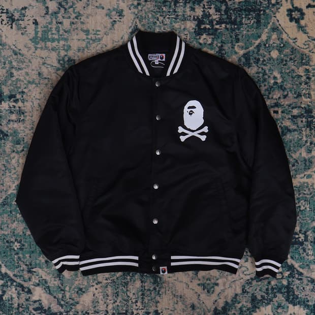 Bape 베이프 크로스 본 나일론 바시티 자켓 블랙 L