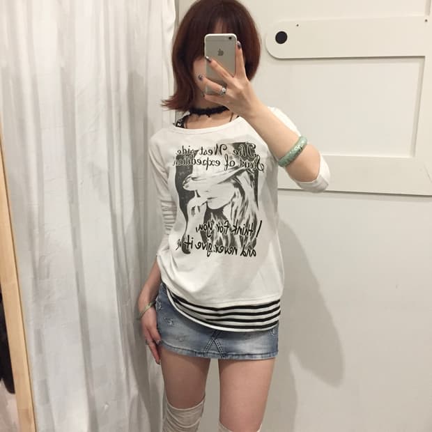 Colza 애니여주 갸루 모리걸 레이어드 롱슬리브