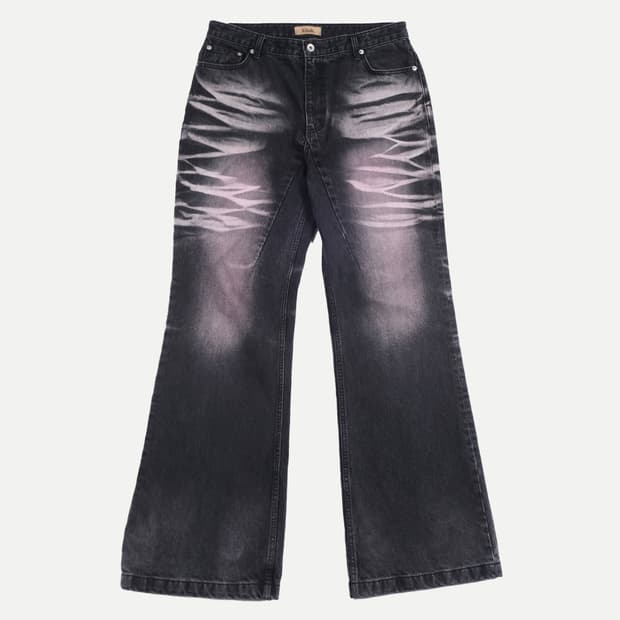 Khak Flared Washed Black Denim 데님 팬츠 청바지