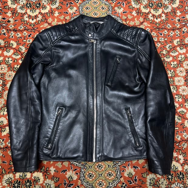[XL] 자라 양가죽 싱글 바이커 라이더 자켓 블랙