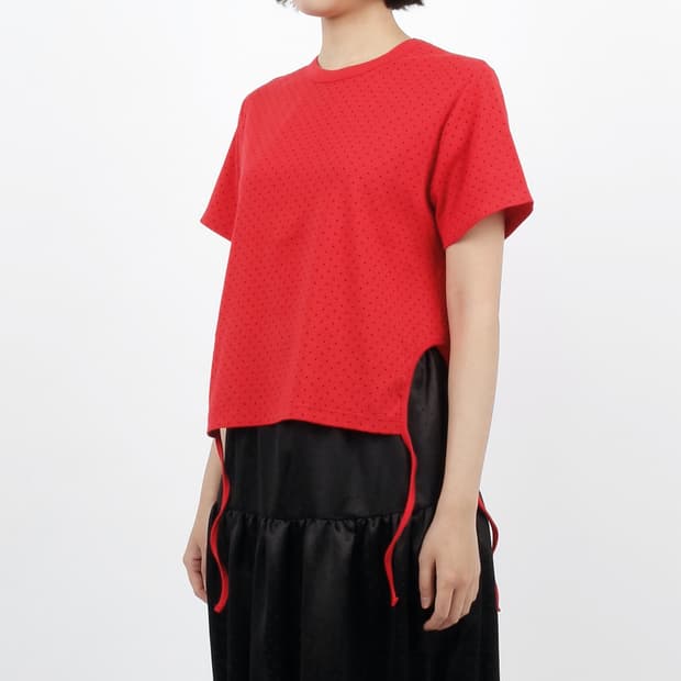 써넥트 사이드 스트링 도트 티셔츠 레드 