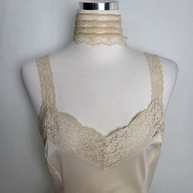 빈티지 크림 베이지 슬립 원피스