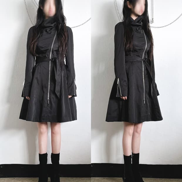 a/x 아르마니 사선지퍼 하이넥 코트