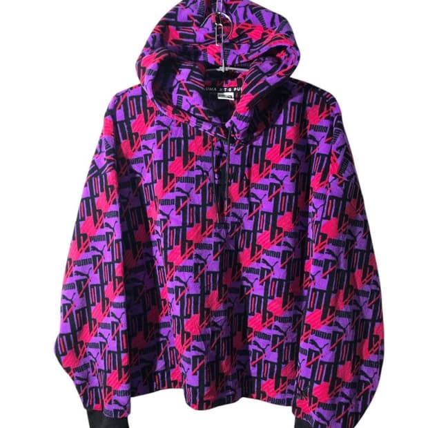 puma 플리스 후리스 크롭 후드 티셔츠