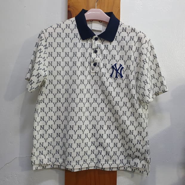 MLB 모노그램 올오버 뉴욕양키스 카라 반팔 티셔츠(95)