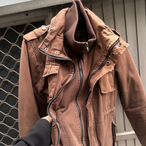 Vintage brown high neck jacket