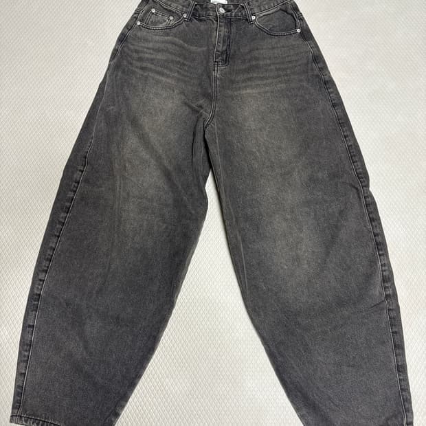 벌룬핏 워싱 와이드 데님팬츠 빈티지 블랙