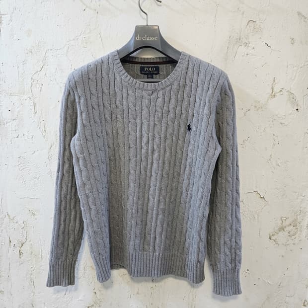 폴로 랄프로렌 꽈배기 회색 니트 66/77