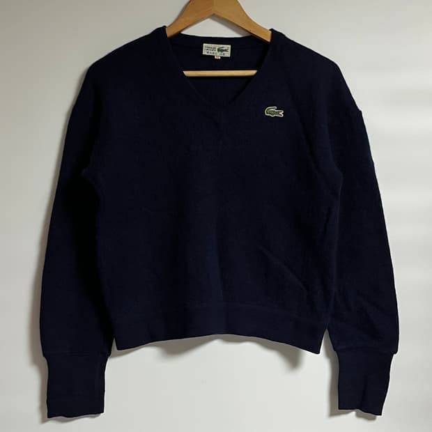 공용 라코스테 모 네이비 브이넥 크롭 니트 스웨터 100
