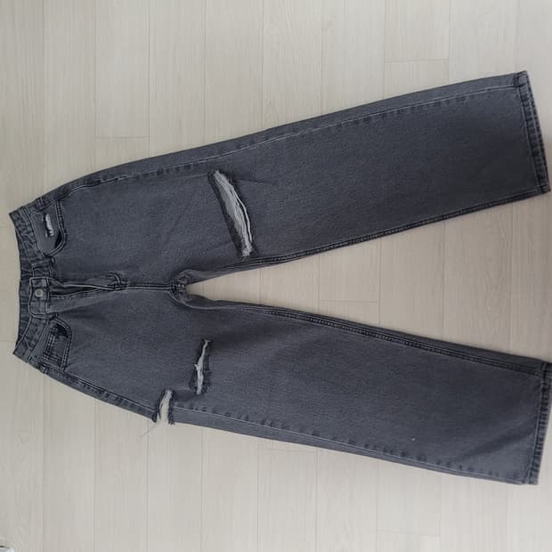 그레이 와이드 오버핏 팬츠 찢청 23