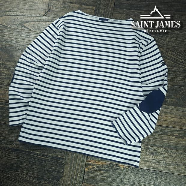 [세인트제임스] 루즈핏 보트넥 스트라이프 롱슬리브 긴팔티 M21541
