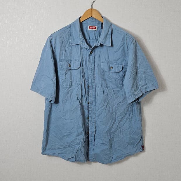 랭글러 wrangler 포켓 반팔셔츠 오버핏 헌팅 데님 XL