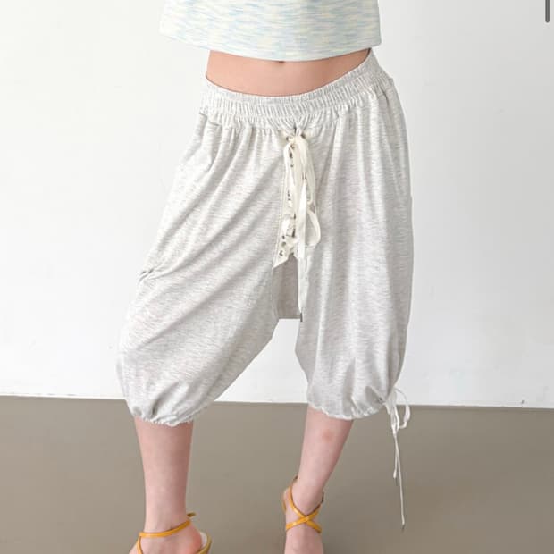 샵페어리 lace-up half pants (light melange)