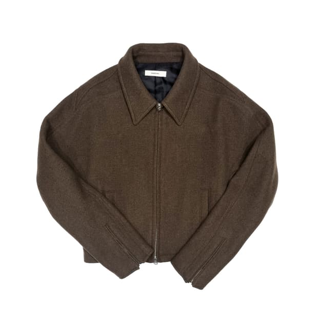 논노드 | 크롭 디테일 울 자켓 | 스트라이프 브라운 | 1 