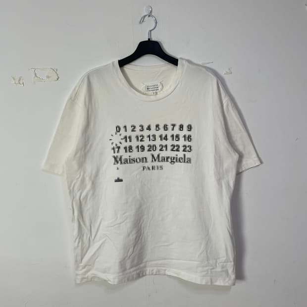 메종 마르지엘라 픽셀 모자이크 반팔 티셔츠 화이트