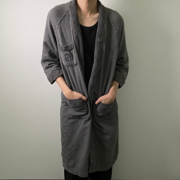 Fendi 펜디 빈티지 그레이 스트라이프 로브 가운 