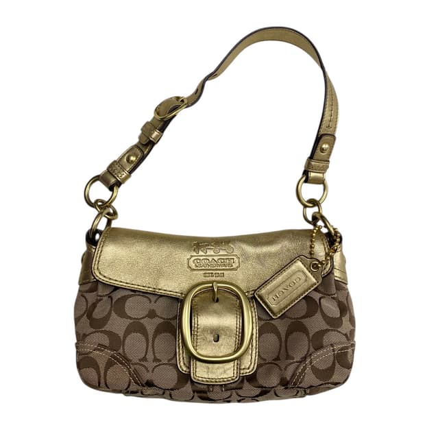 코치 y2k 골드 버클 숄더백