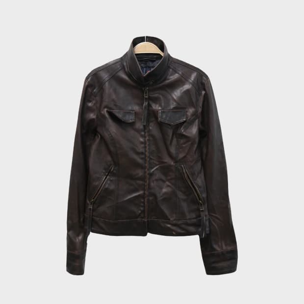  BB DAKOTA 브라운 페이크 레더 자켓 60361