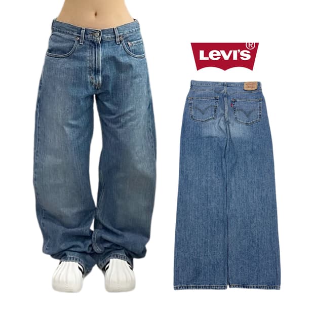 리바이스 00s 569 새깅 워싱 스케이터 와이드 데님팬츠