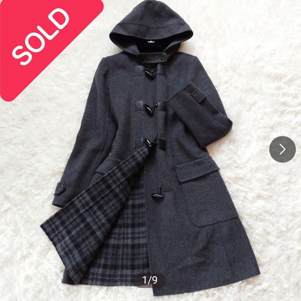 일본빈티지)23구 모리걸st 그레이 앤틱페어리 더플 롱 울 떡볶이후드코트