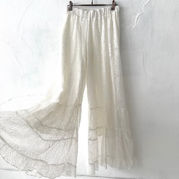Ivory Lace Wide Pants