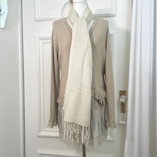 sheer khaki leopard scarf