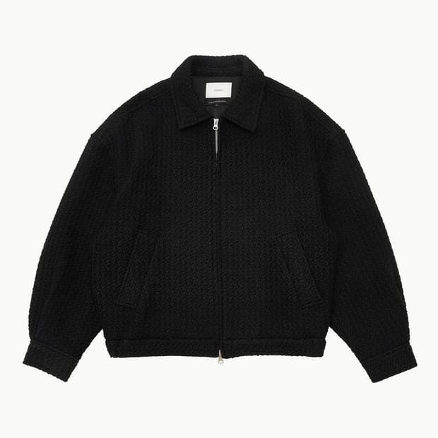 M) 아모멘토 트위드 집업 블루종 블랙 23fw