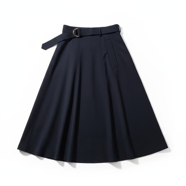 DEWL 벨트 A라인 네이비 스커트