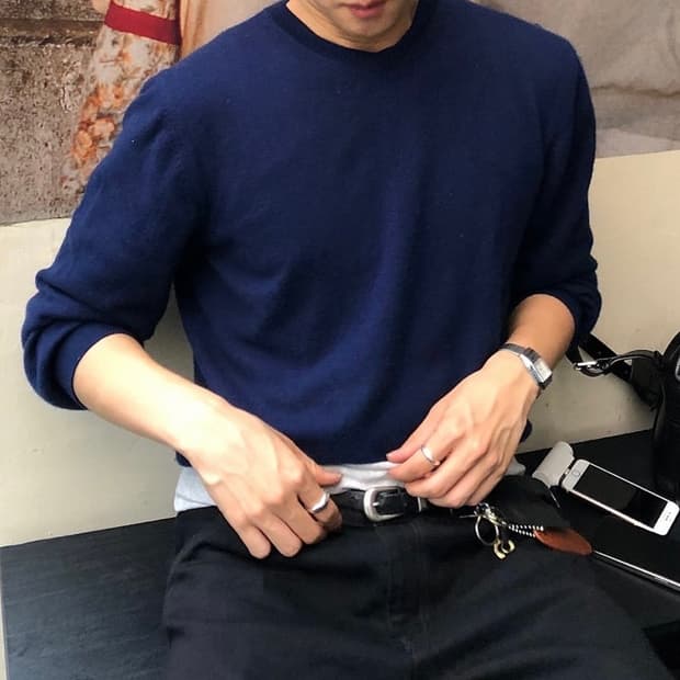 토니웩 퓨어 캐시미어 브이넥 니트 NAVY M