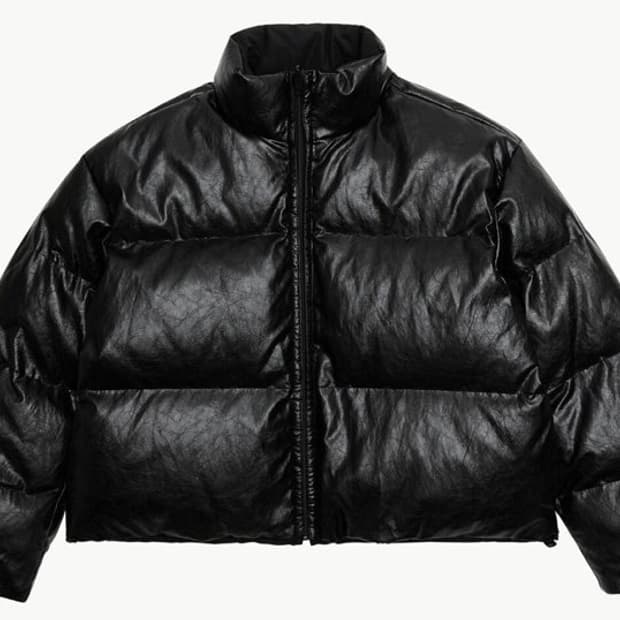 아모멘토 비건레더 리버시블 패딩 블랙 M