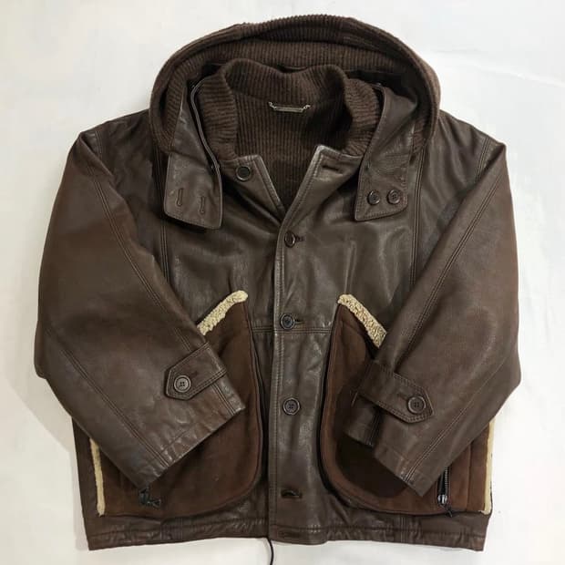 브라운 빈티지 가죽 점퍼 made in italy
